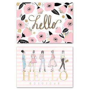 3/$15 🌸 Bundle Greeting Card Hello Pink Gold Foil Floral Glitter Envelope Cards